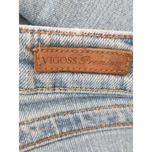 Vintage Vigoss Premium Denim Jeans 3/4 Light Wash Straight Leg Slight Flare - Picture 8 of 16
